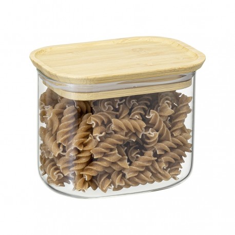 Банка для хранения прямоугольная glass bamboo, 600 мл