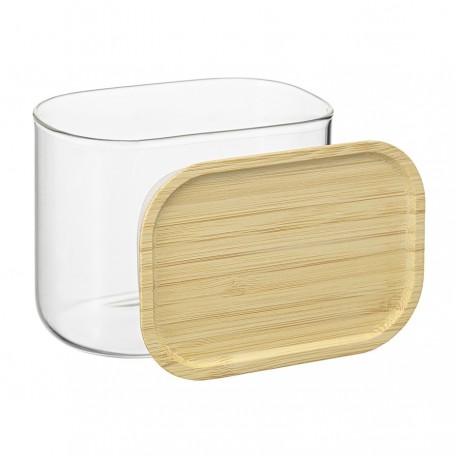 Банка для хранения прямоугольная glass bamboo, 600 мл