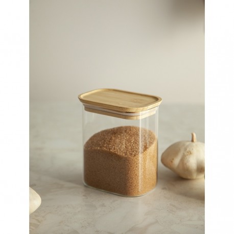 Банка для хранения прямоугольная glass bamboo, 950 мл