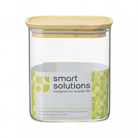 Банка для хранения прямоугольная glass bamboo, 950 мл