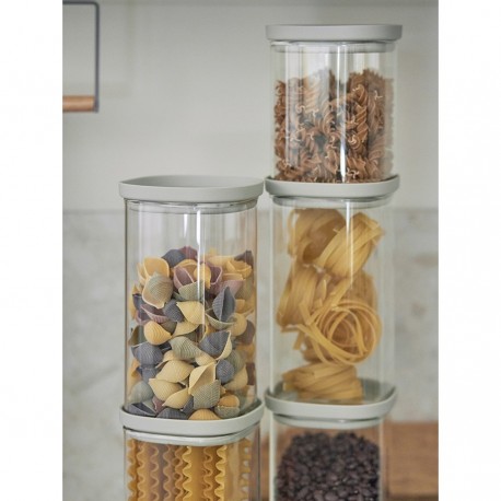 Банка для хранения стеклянная с крышкой, 1 л, светло-серая