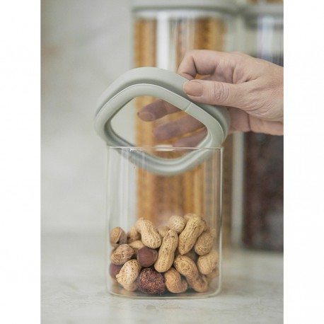 Банка для хранения стеклянная с крышкой, 1 л, светло-серая