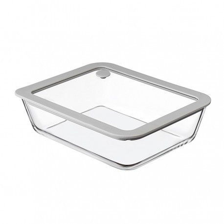 Контейнер для запекания и хранения стеклянный с вакуумным эффектом, 1,4 л, светло-серый