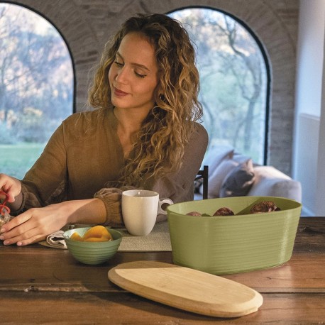 Хлебница с бамбуковой крышкой tierra, 3 л, светло-зеленая