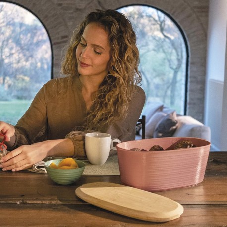 Хлебница с бамбуковой крышкой tierra, 3 л, терракотовая