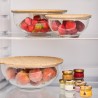 Набор из 4-х стеклянных мисок eco store с крышками из бамбука