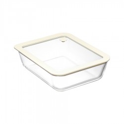 Контейнер для запекания и хранения стеклянный с вакуумным эффектом, 1,4 л, молочный