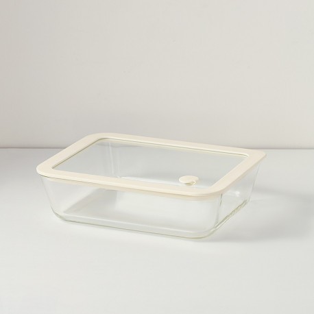 Контейнер для запекания и хранения стеклянный с вакуумным эффектом, 1,4 л, молочный