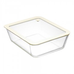 Контейнер для запекания и хранения стеклянный с вакуумным эффектом, 2,6 л, молочный