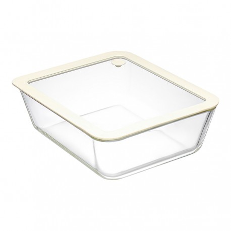 Контейнер для запекания и хранения стеклянный с вакуумным эффектом, 2,6 л, молочный