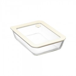 Контейнер для запекания и хранения стеклянный с вакуумным эффектом, 700 мл, молочный