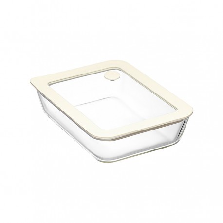 Контейнер для запекания и хранения стеклянный с вакуумным эффектом, 700 мл, молочный