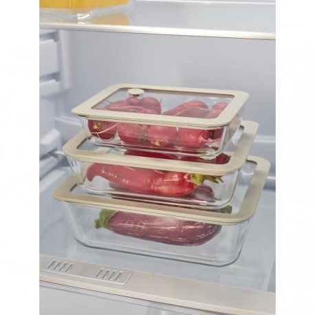 Контейнер для запекания и хранения стеклянный с вакуумным эффектом, 700 мл, молочный