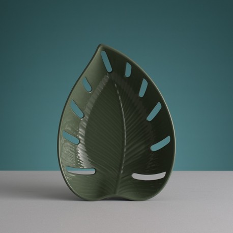 Блюдо для фруктов in the forest leaf, 19х6х26 см, зеленое