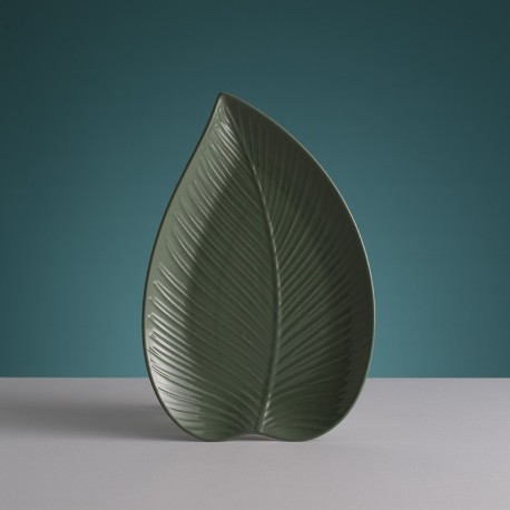 Блюдо сервировочное in the forest leaf, 20,5х31,5 см, серо-зеленое