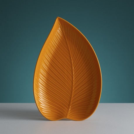 Блюдо сервировочное in the forest leaf, 23х35 см, желтое