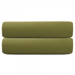 Простыня на резинке из премиального сатина оливкового цвета из коллекции essential, 160х200х30 см