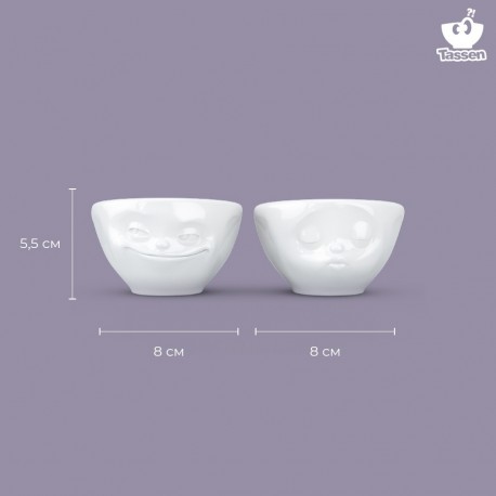 Набор чаш grinning & kissing, 100 мл, белый, 2 шт.