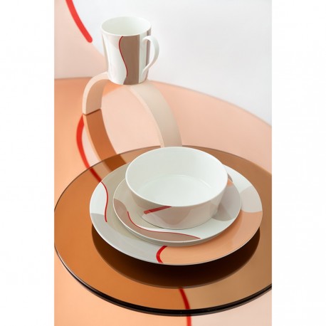 Набор из двух тарелок бежевого цвета с авторским принтом из коллекции freak fruit, 21 см