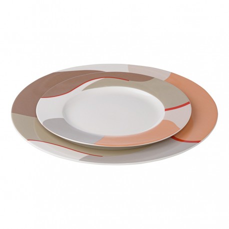 Набор из двух тарелок бежевого цвета с авторским принтом из коллекции freak fruit, 27см