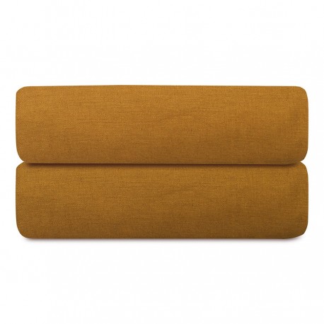 Простыня на резинке изо льна и хлопка цвета карри из коллекции essential, 160х200х30 см