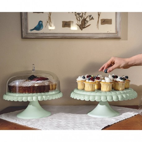 Блюдо для торта с крышкой tiffany, D30 см, зеленое