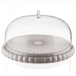 Блюдо сервировочное с крышкой tiffany, D30 см, серо-бежевое