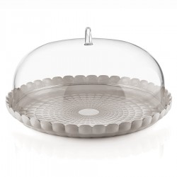 Блюдо сервировочное с крышкой tiffany, D36 см, серо-бежевое