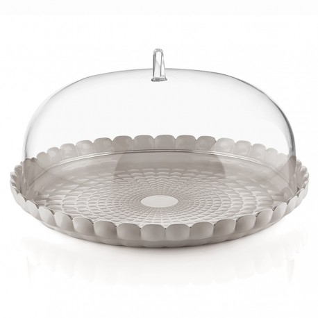 Блюдо сервировочное с крышкой tiffany, D36 см, серо-бежевое