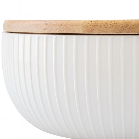 Салатник с крышкой из каучукового дерева soft ripples, dual glazing, D22 см