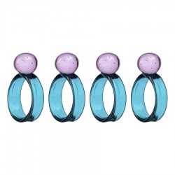 Набор из 4 колец для салфеток orb, D4 см, бирюзовые/розовые