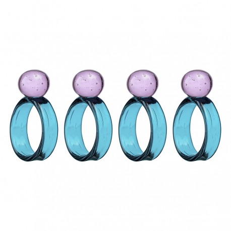 Набор из 4 колец для салфеток orb, D4 см, бирюзовые/розовые