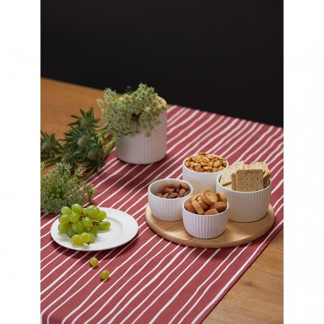 Менажница soft ripples, dual glazing, на деревянной подставке, 4 чаши