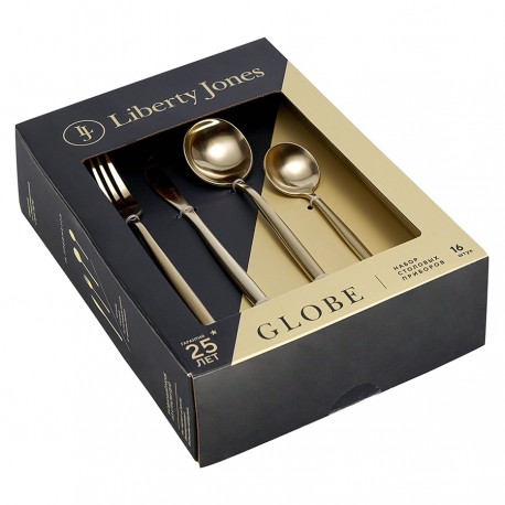 Набор столовых приборов globe, золотистые матовые, 16 пред.