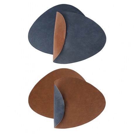 Набор из 4-х двухсторонних сервировочных салфеток drop, 33х41 см, синий/коричневый