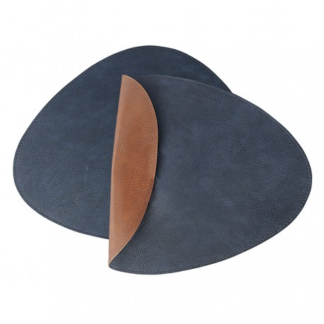 Набор из 4-х двухсторонних сервировочных салфеток drop, 33х41 см, синий/коричневый