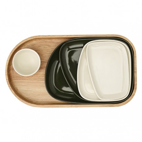 Набор из 5-ти сервировочных тарелок на деревянном подносе sorrento