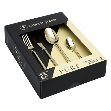 Набор столовых приборов pure, золотистые глянцевые, 16 пред.