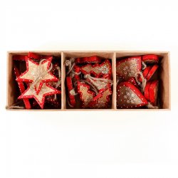 Украшения подвесные stars/trees/hearts, деревянные, в подарочной коробке, 27 шт