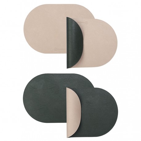 Набор из 4-х двухсторонних сервировочных салфеток pool, 30х45 см, зеленый/бежевый