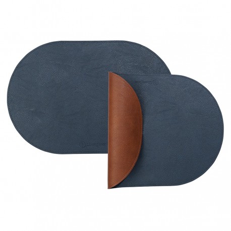 Набор из 4-х двухсторонних сервировочных салфеток pool, 30х45 см, синий/коричневый