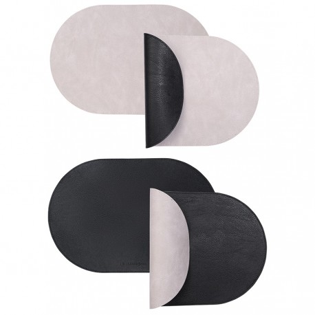 Набор из 4-х двухсторонних сервировочных салфеток pool, 30х45 см, черный/светло-серый