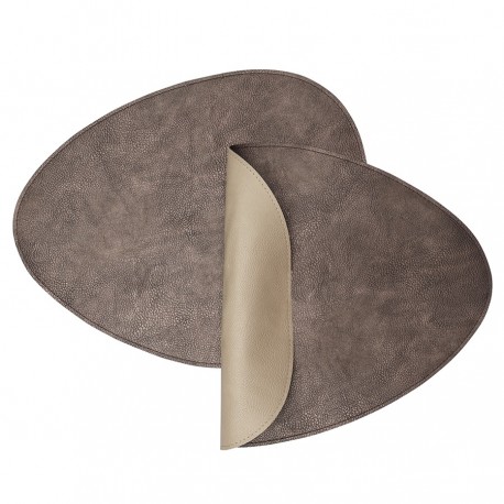 Набор из 2-х двухсторонних сервировочных салфеток drop, 33х41 см, шоколадный/бежевый