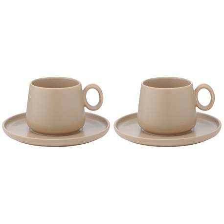Набор из двух чайных пар бежевого цвета из коллекции essential, 250 мл