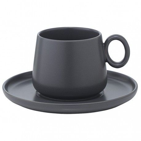 Набор из двух чайных пар темно-серого цвета из коллекции essential, 250 мл