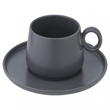 Набор из двух чайных пар темно-серого цвета из коллекции essential, 250 мл