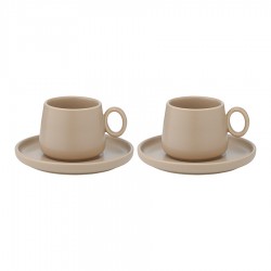 Набор из двух чашек с блюдцами бежевого цвета из коллекции essential, 120 мл