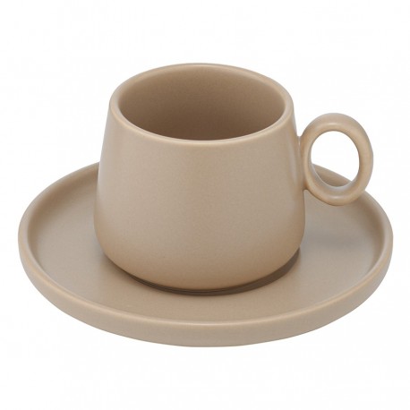 Набор из двух чашек с блюдцами бежевого цвета из коллекции essential, 120 мл