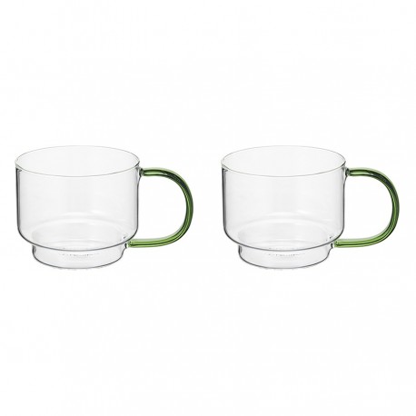 Набор кружек orb, 400 мл, прозрачные/зеленые, 2 шт.