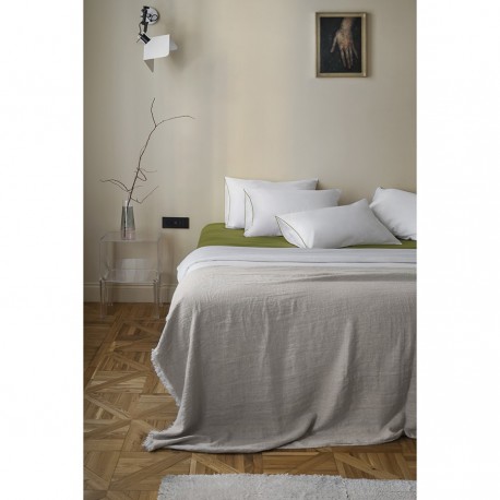 Простыня на резинке из сатина из коллекции meditation, olive, 160х200х30 см